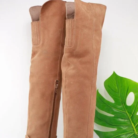 Jeffrey Campbell Womens Ryding Boot Size 6 OTK TAn Cognac Suede Block Heel Comfy - Picture 7 of 12